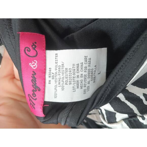 Morgan & Co Dress Zebra Embellished Prom Party Jeweled Medium halter Sequin L - Picture 6 of 10